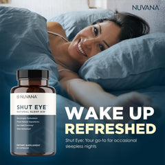 Nuvana Shut Eye cápsulas en mano para mostrar tamaño y dosificación