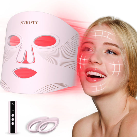 NVBOTY máscara frontal mostrando 400 LEDs y cobertura uniforme para tratamiento facial