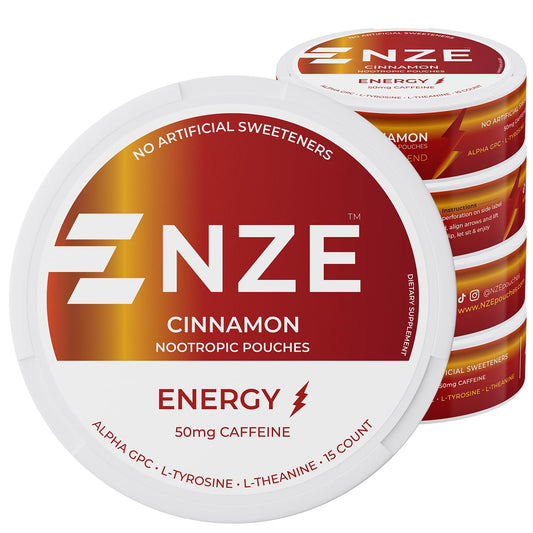 NZE lata frente con diseño canela y beneficio energía discreta