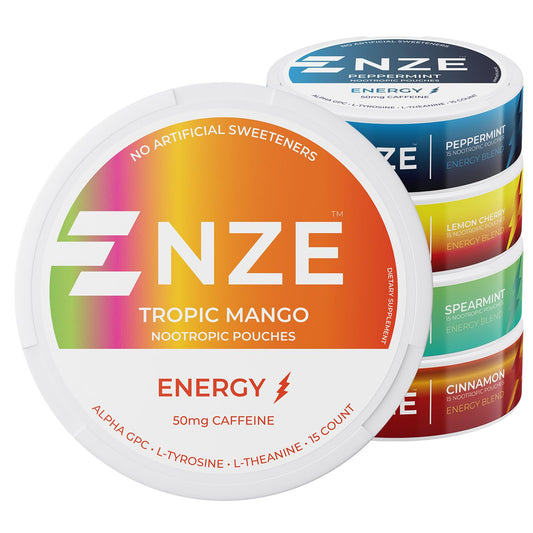 NZE lata frontales del variety pack mostrando diseño y conveniencia