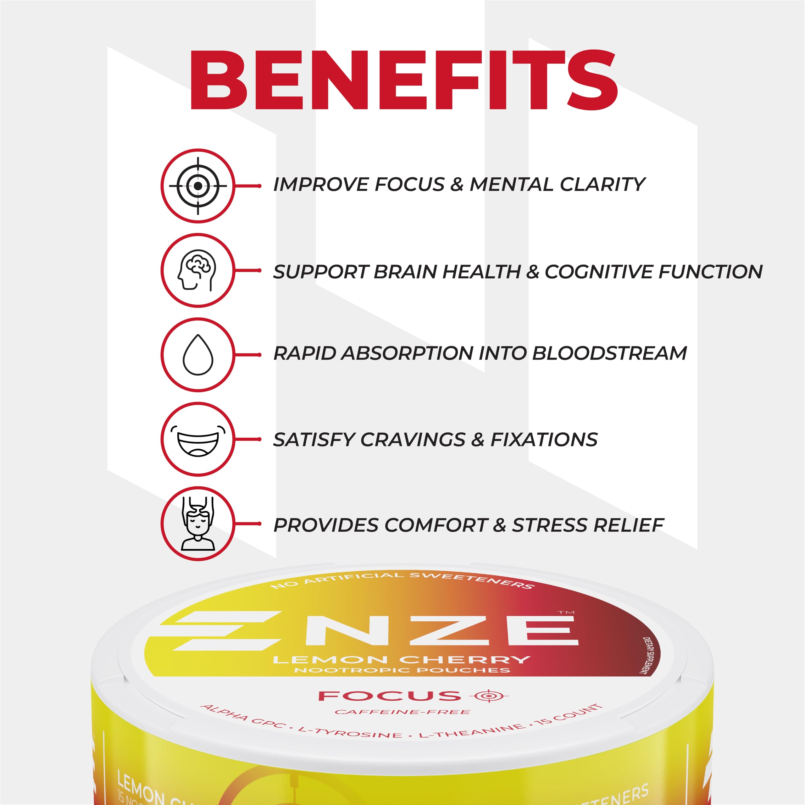 NZE ingredientes: Alpha GPC, L‑Tyrosine y L‑Theanine de calidad