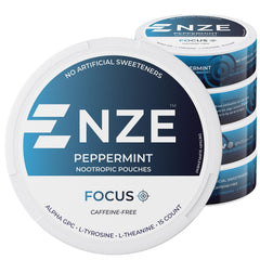 NZE lata frente mostrando diseño y conteo de pouches, aspecto profesional