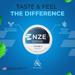 NZE menta fresca junto a pouches, sabor a peppermint refrescante