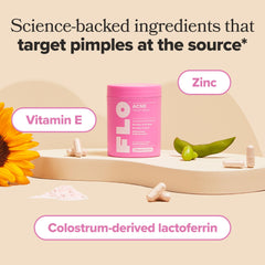 O Positiv FLO detalle de etiqueta que resalta ingredientes clave