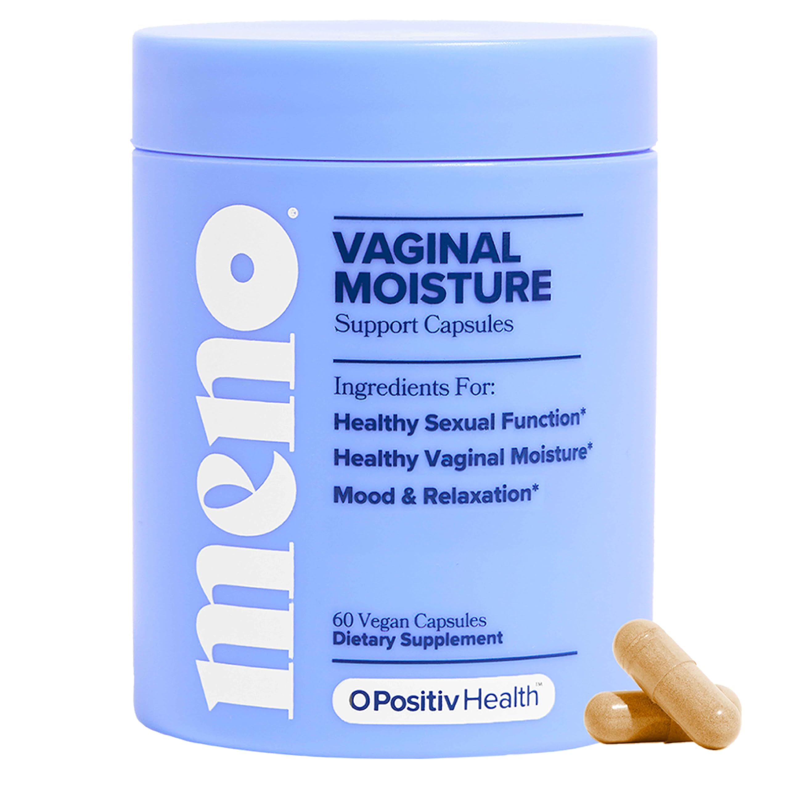 O Positiv frasco MENO Vaginal Moisture vista frontal, claridad de etiqueta