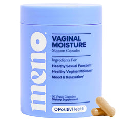 O Positiv frasco MENO Vaginal Moisture vista frontal, claridad de etiqueta