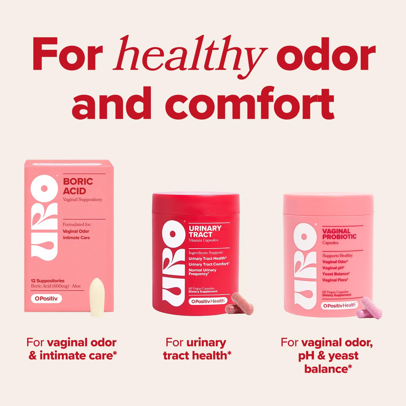 O Positiv URO etiqueta de ingredientes, resalta Pacran Cranberry y transparencia