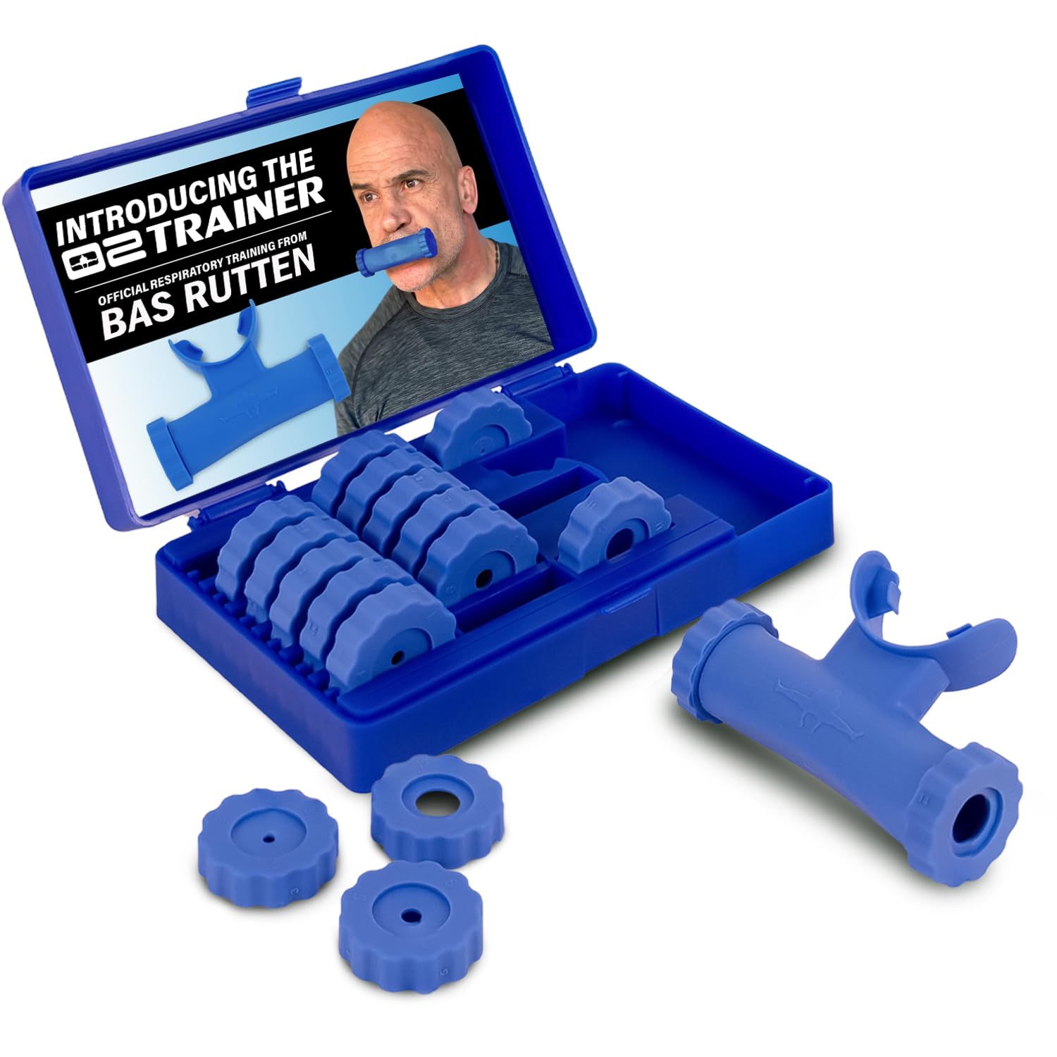 O2Trainer Bas Rutten frontal mostrando diseño compacto y beneficio portabilidad