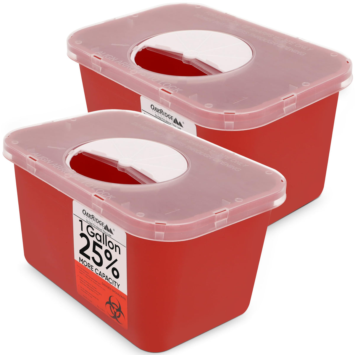 Oakridge Products contenedor frontal paquete de dos mostrando cierre seguro