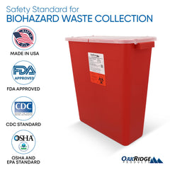 Oakridge Products contenedor en consultorio para manejo eficiente de residuos