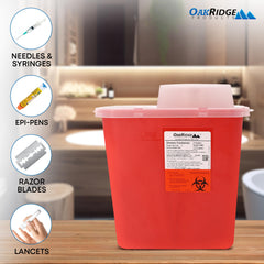 Oakridge Products etiqueta biohazard e instrucciones visibles para cumplimiento