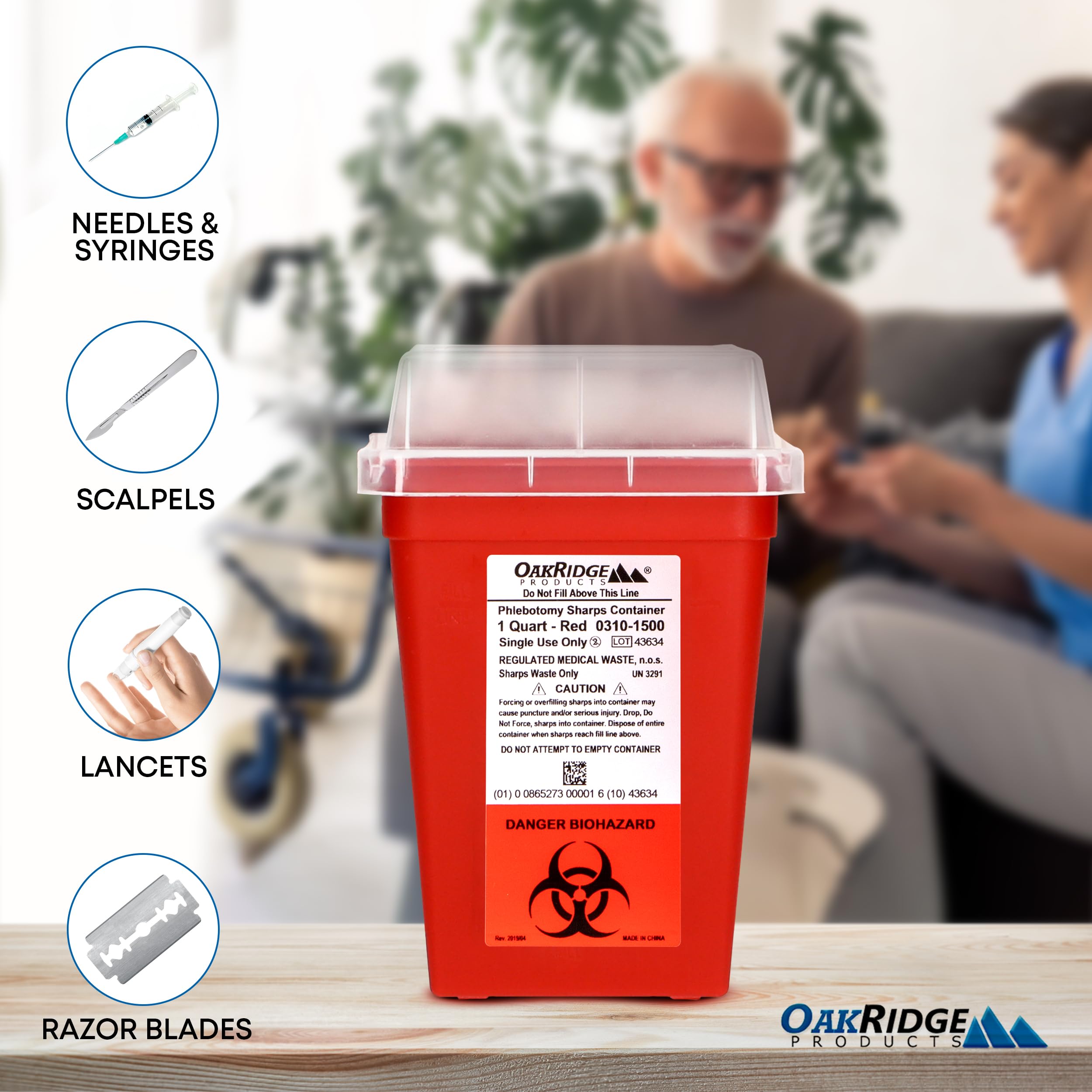 Oakridge Products etiqueta con instrucciones claras para disposición segura