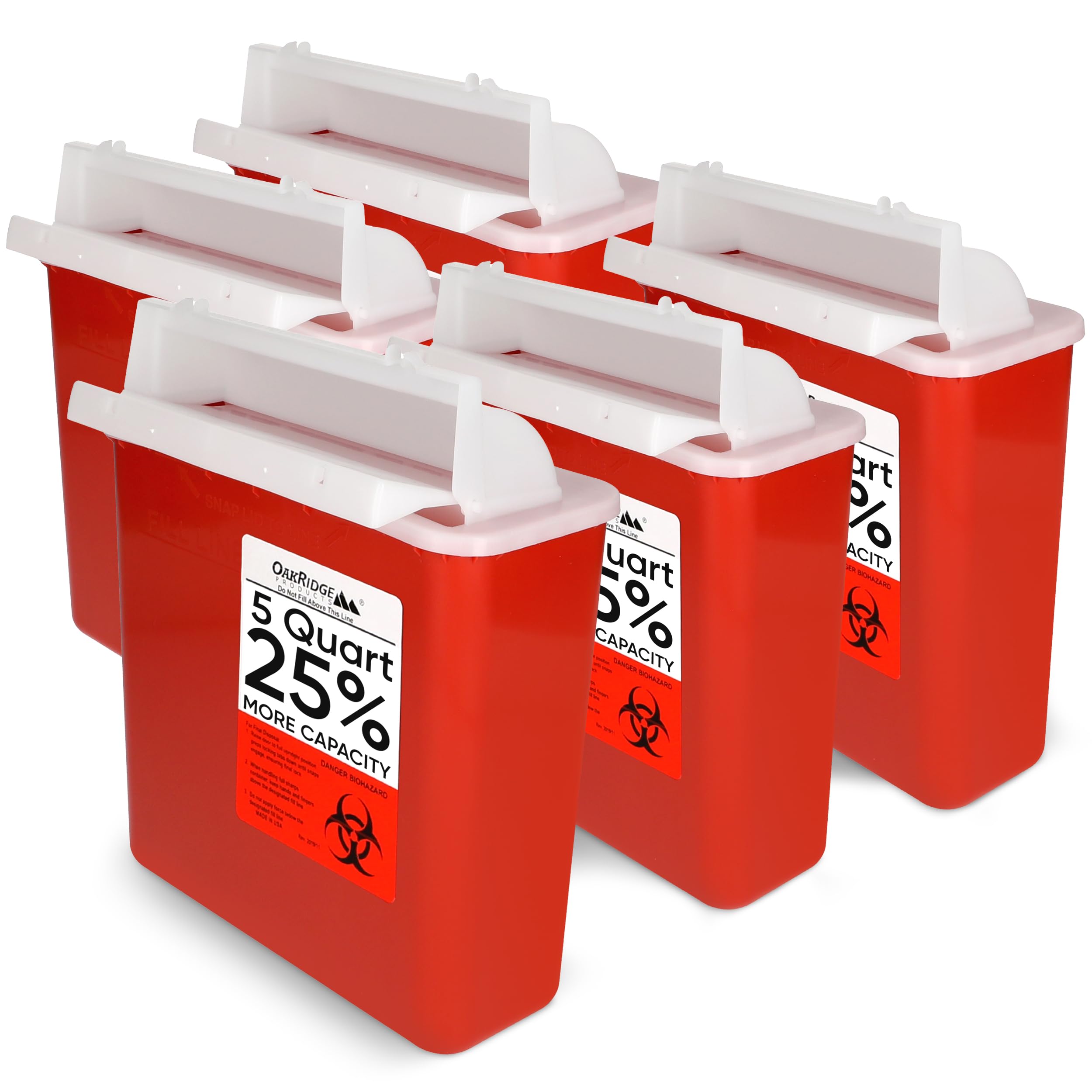 Oakridge Products vista frontal del contenedor 5 quart para mayor capacidad y seguridad