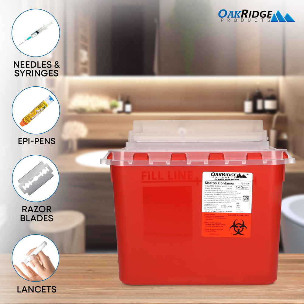 OAKRIDGE PRODUCTS contenedor sellado listo para eliminación segura y normativa