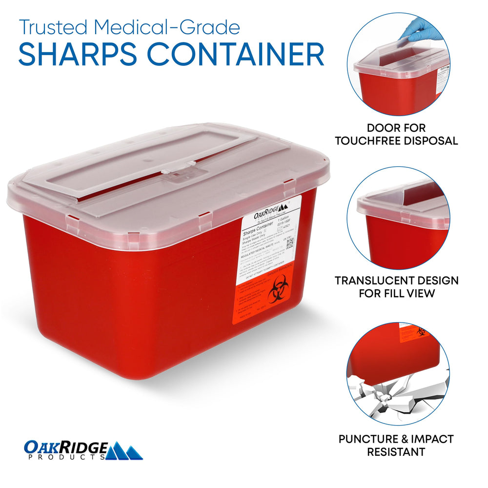 OakRidge Products contenedor en uso depositando una jeringa seguro