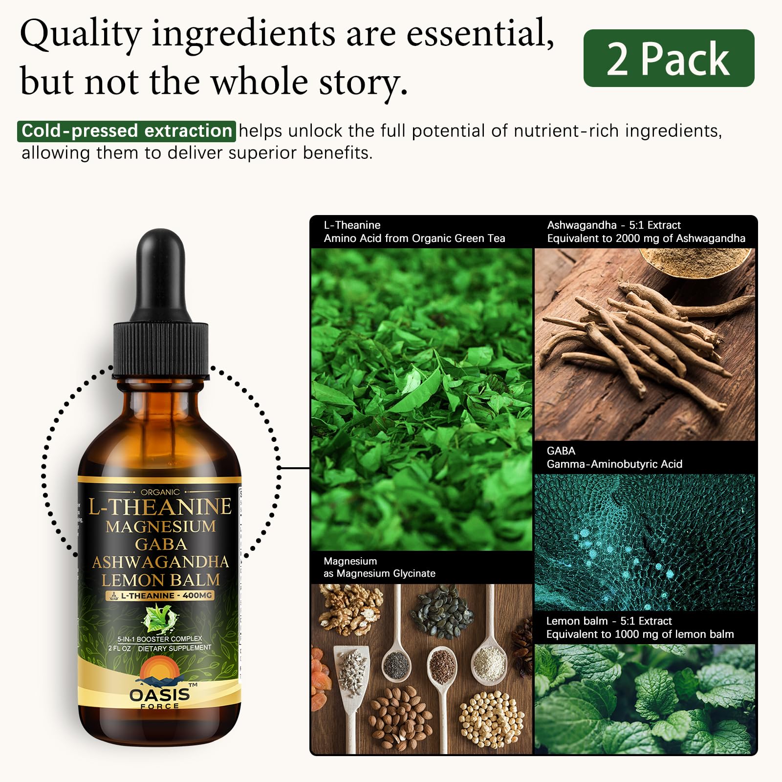 OASIS FORCE etiqueta con ingredientes y certificaciones visibles