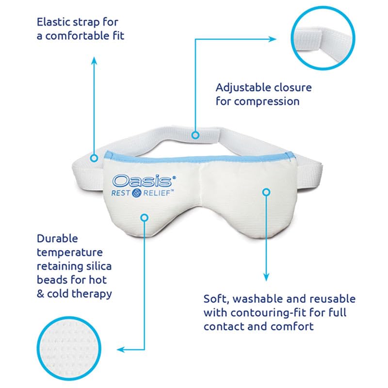 Oasis REST & RELIEF comparación de tamaño sobre una mano para escala y portabilidad