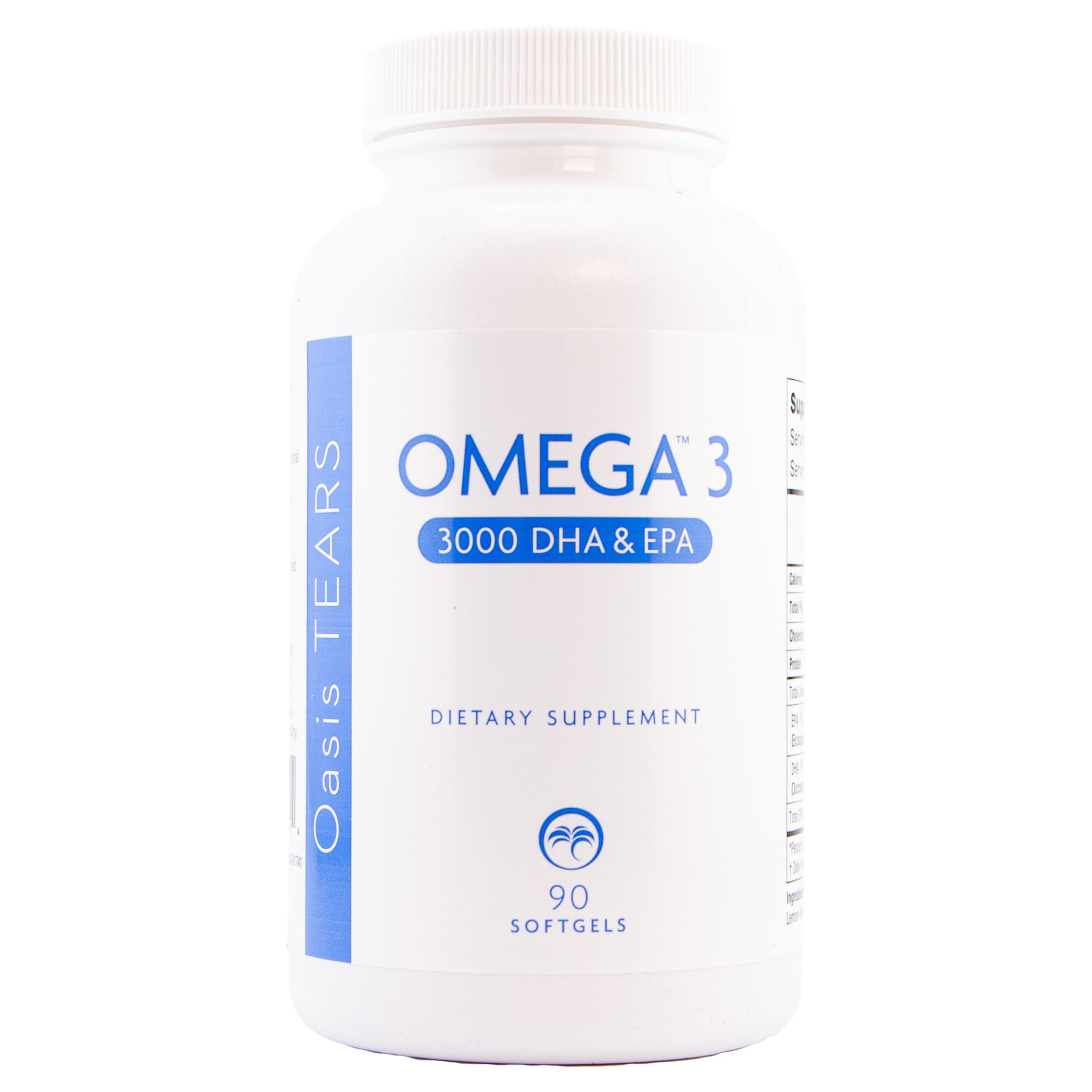 Oasis TEARS OMEGA primer plano de softgel destacando pureza