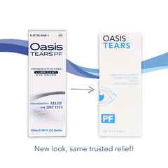 Oasis TEARS PF uso en escritorio con lentes y pantalla, mejora confort visual