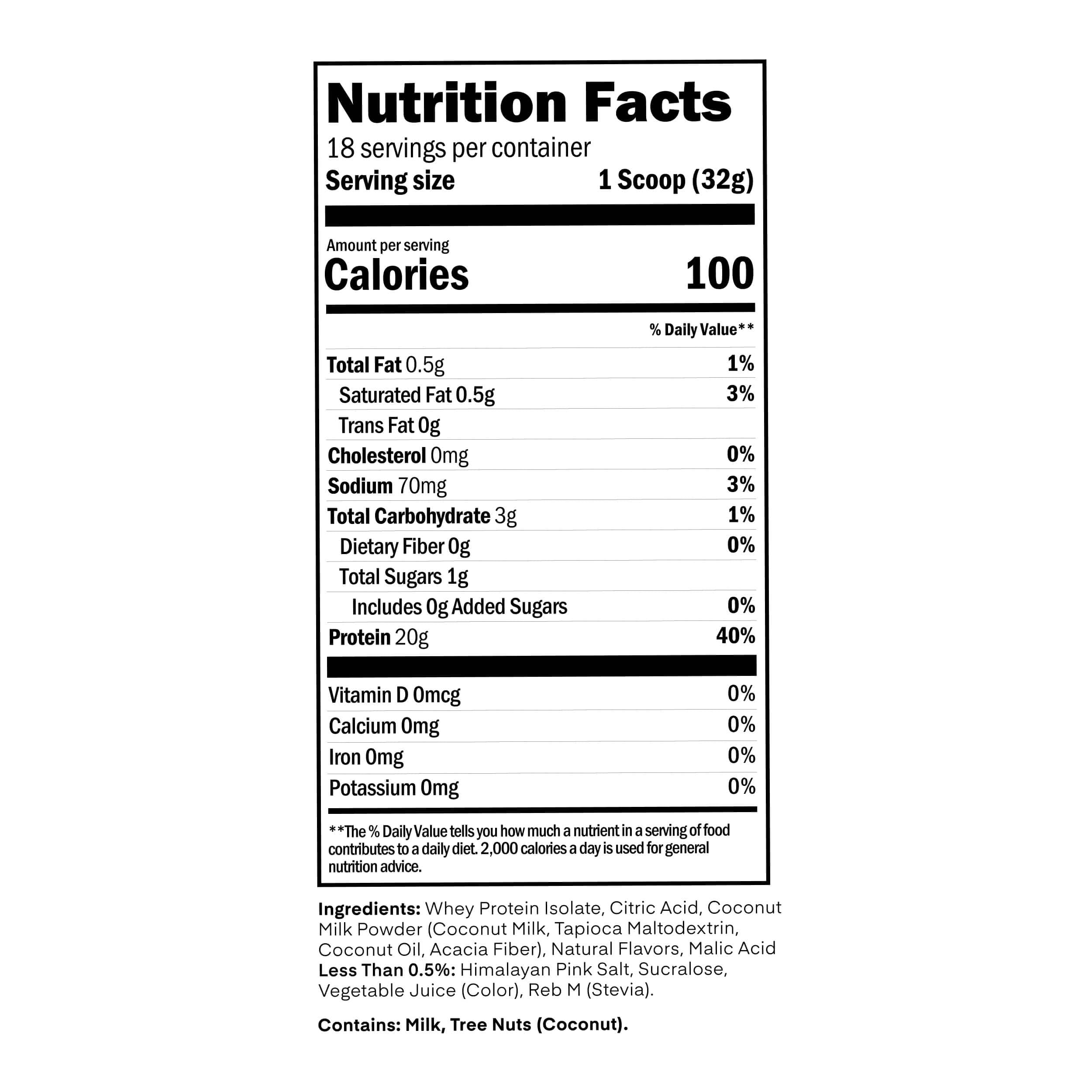 Oath Nutrition etiqueta y cierre que destacan 20 g proteína por servicio
