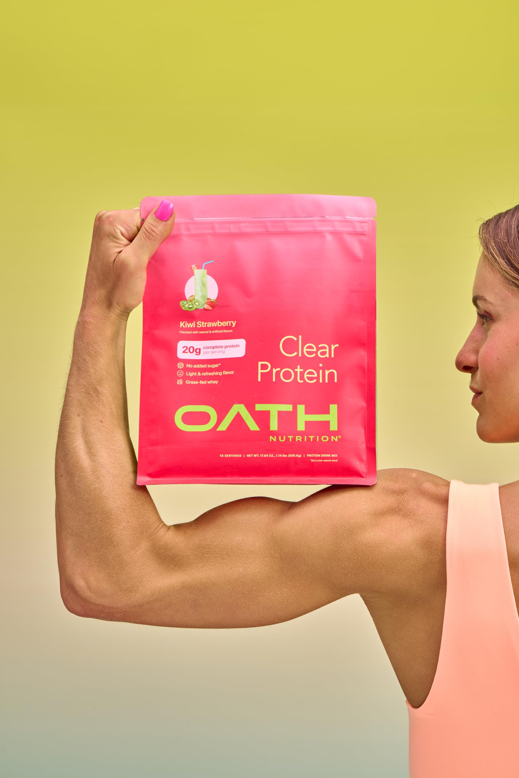 OATH NUTRITION etiqueta nutricional detalle indicando 20 g de proteína por servicio