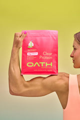 OATH NUTRITION etiqueta nutricional detalle indicando 20 g de proteína por servicio