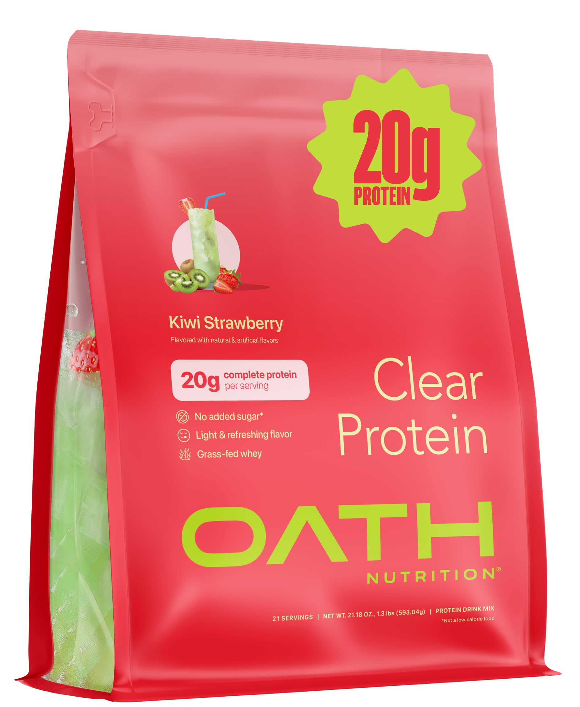 OATH NUTRITION empaque frontal kiwi fresa mostrando sabor y beneficio refrescante