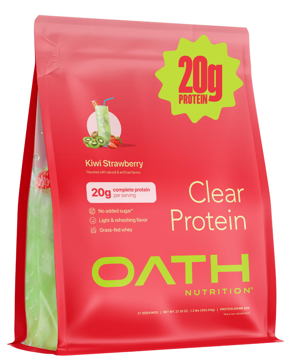 OATH NUTRITION empaque frontal kiwi fresa mostrando sabor y beneficio refrescante