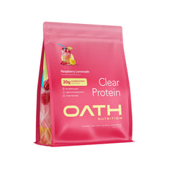 Oath Nutrition empaque frontal Raspberry Lemonade mostrando sabor refrescante