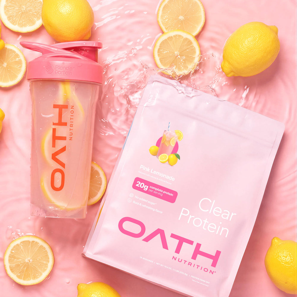OATH NUTRITION sorbete rosa hecho con proteína clara para postre alto en proteína