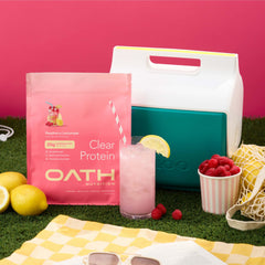 Oath Nutrition sorbet de frambuesa con proteína como snack refrescante