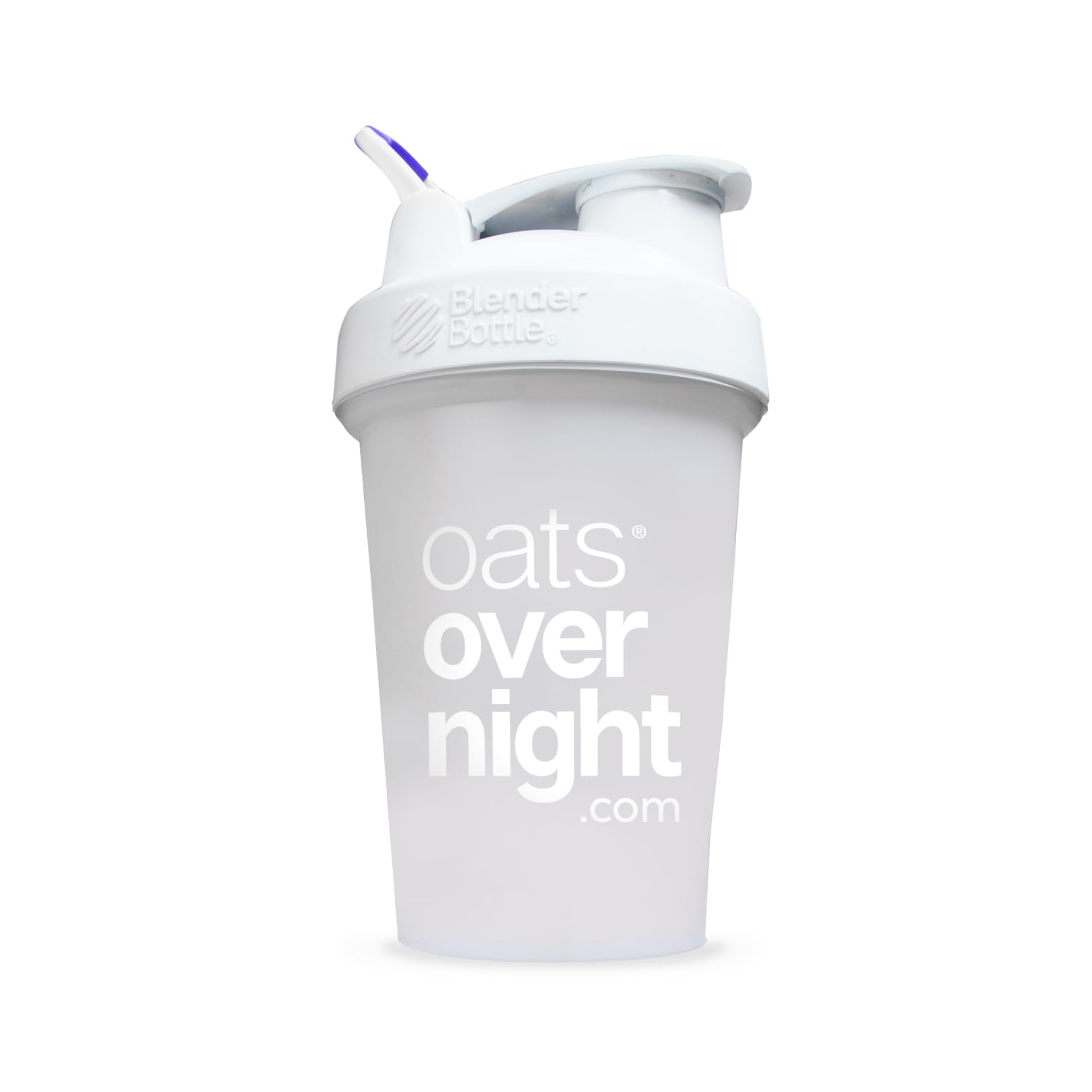 Oats Overnight BlenderBottle primer plano de la tapa con cierre seguro y pop cap