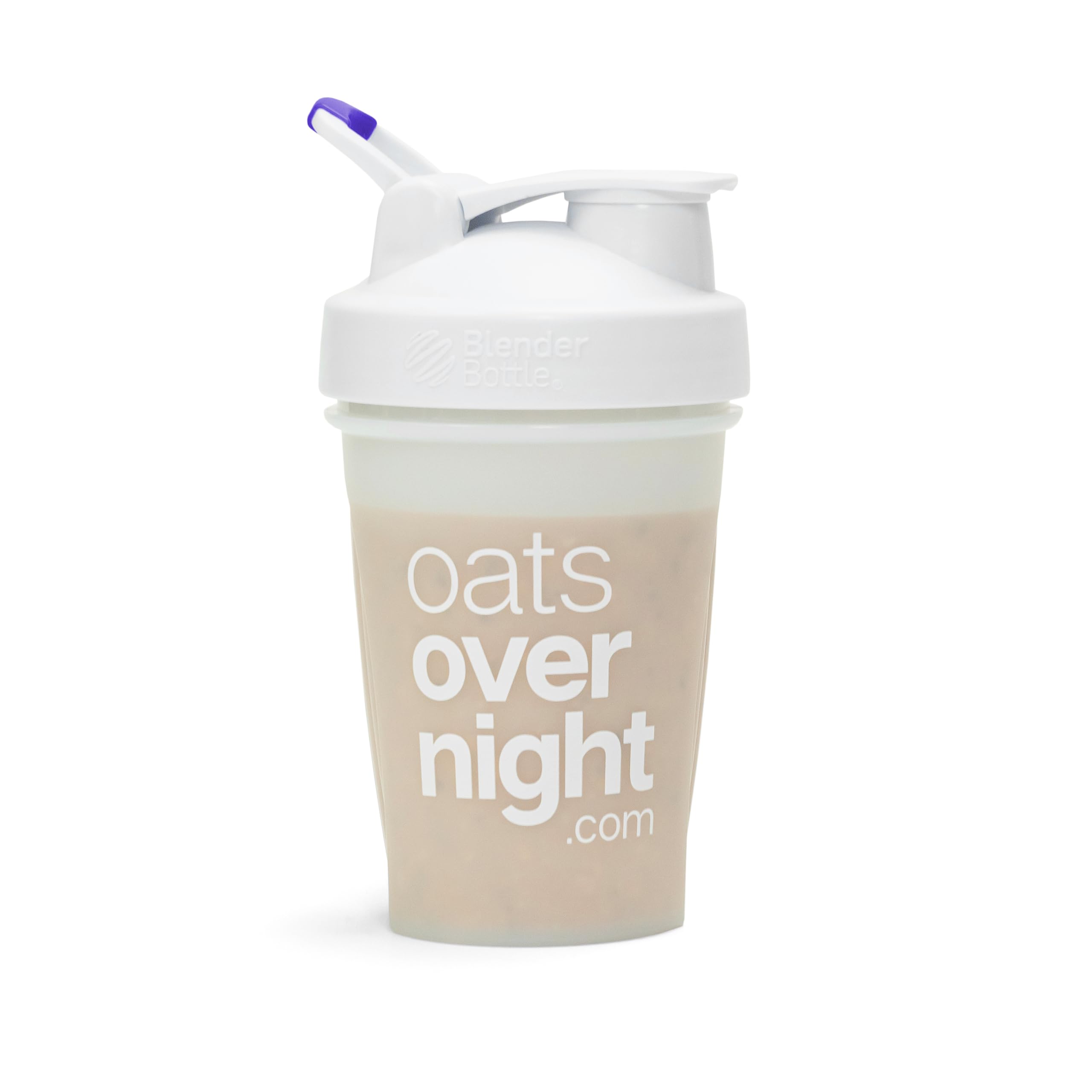 Oats Overnight BlenderBottle vista frontal mostrando capacidad y diseño práctico
