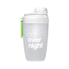 Oats Overnight vista frontal del shaker, portátil y práctico