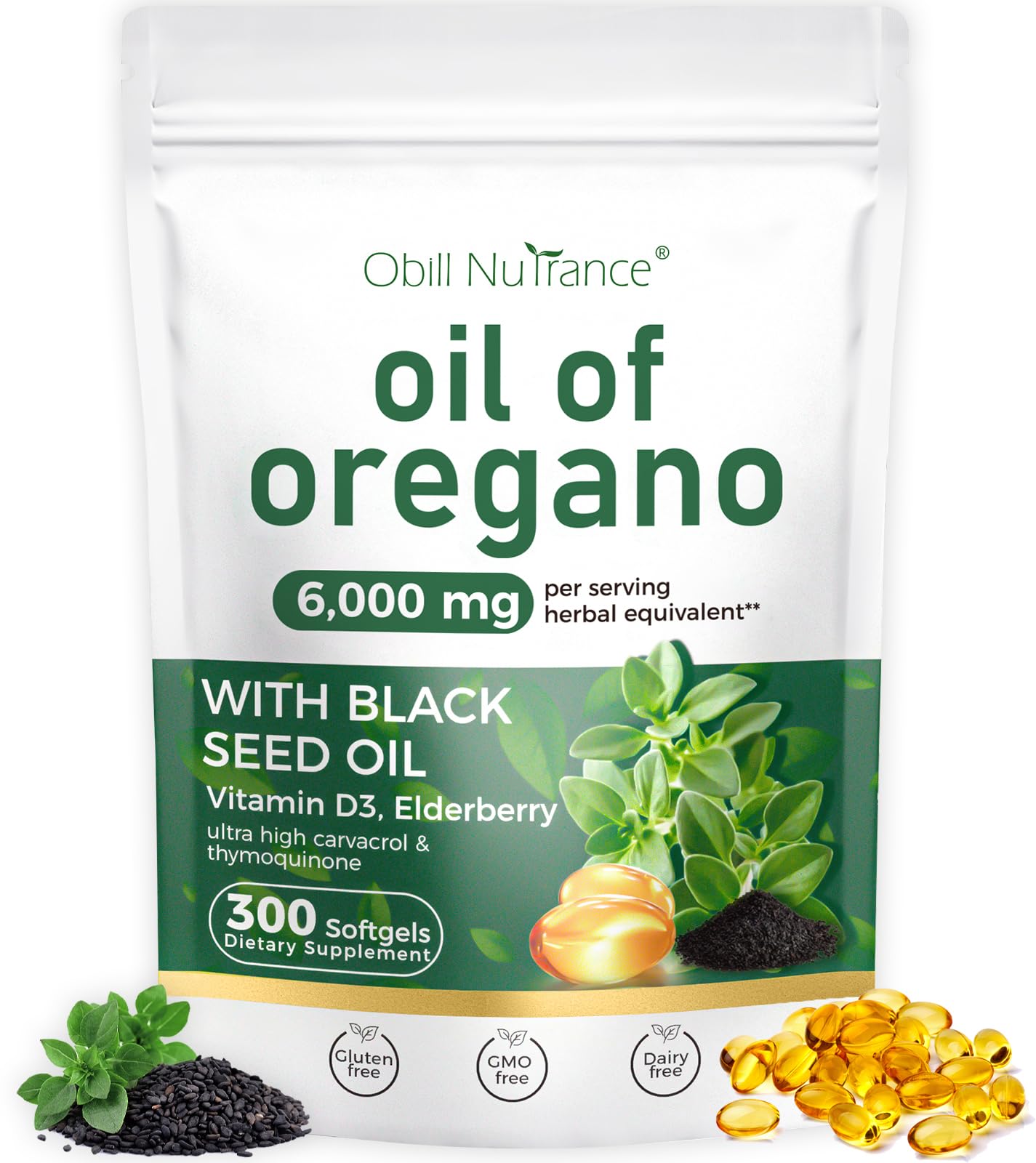 Obill NuTrance frontales del envase mostrando el diseño y duración de 150 días