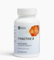 Objective Nutrients frasco frontal mostrando etiqueta clara y beneficios