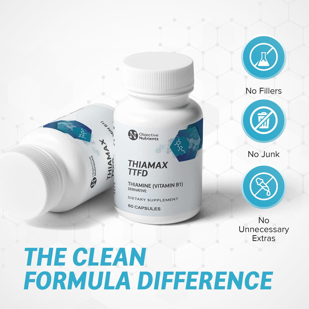 Objective Nutrients Thiamax etiqueta nutricional, revela dosis y transparencia