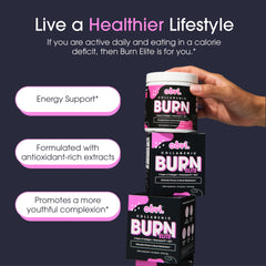 Escena lifestyle con Obvi Burn Elite junto a botella de agua y esterilla, sugiere uso en entrenamientos y cuidado personal