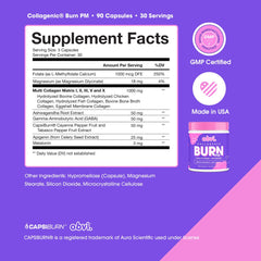 Obvi Collagenic Burn PM, ashwaganda para calma emocional.