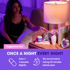 Obvi Collagenic Burn PM, uso nocturno para relajación y sueño.