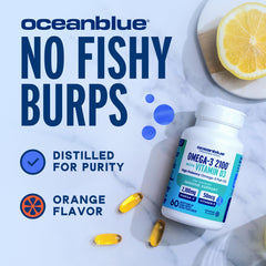 Oceanblue cápsulas dispersas demostrando cantidad por frasco