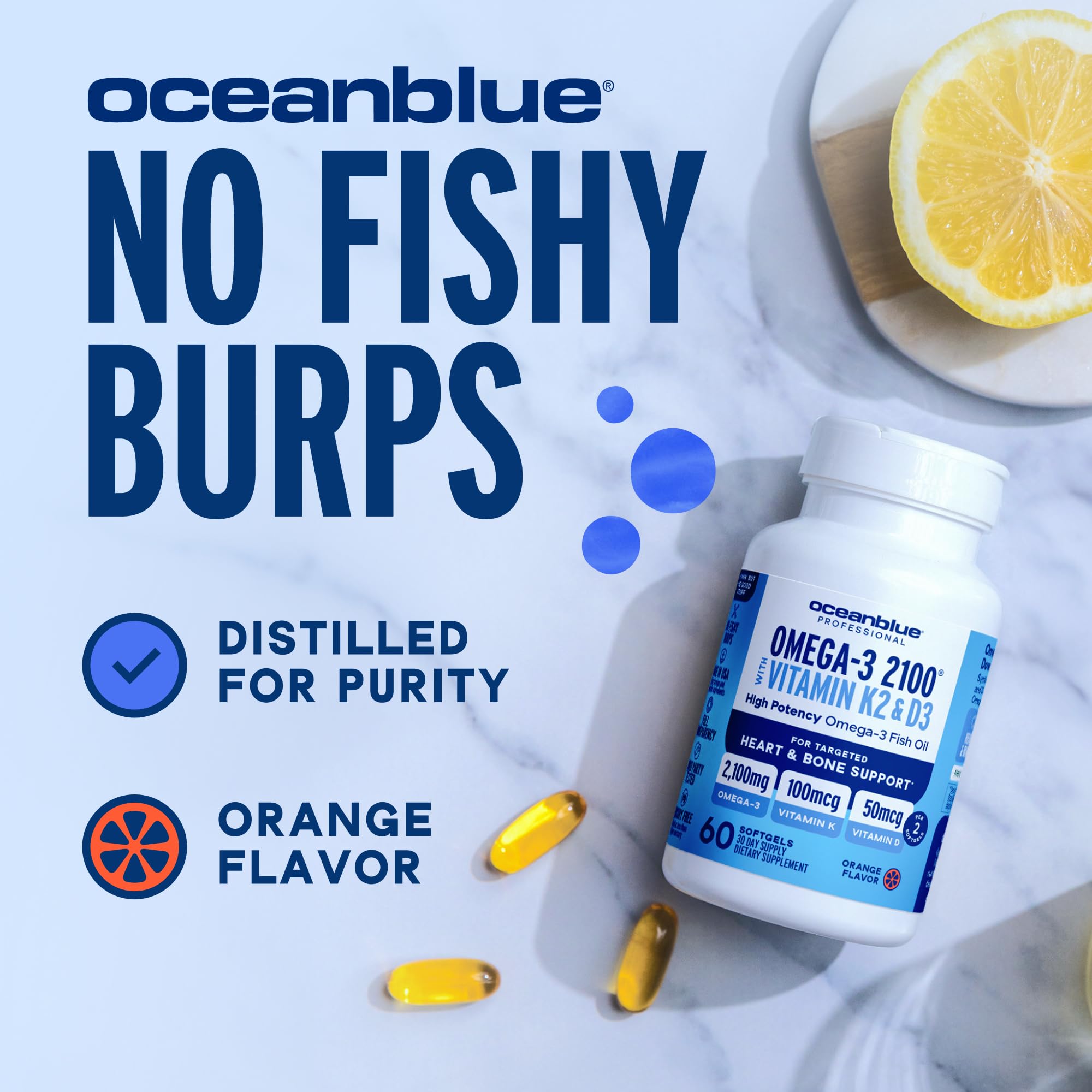 Oceanblue etiqueta de ingredientes destacando EPA, DHA y DPA