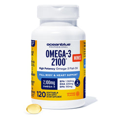 Oceanblue envase frontal mostrando 120 cápsulas y beneficio de alta potencia