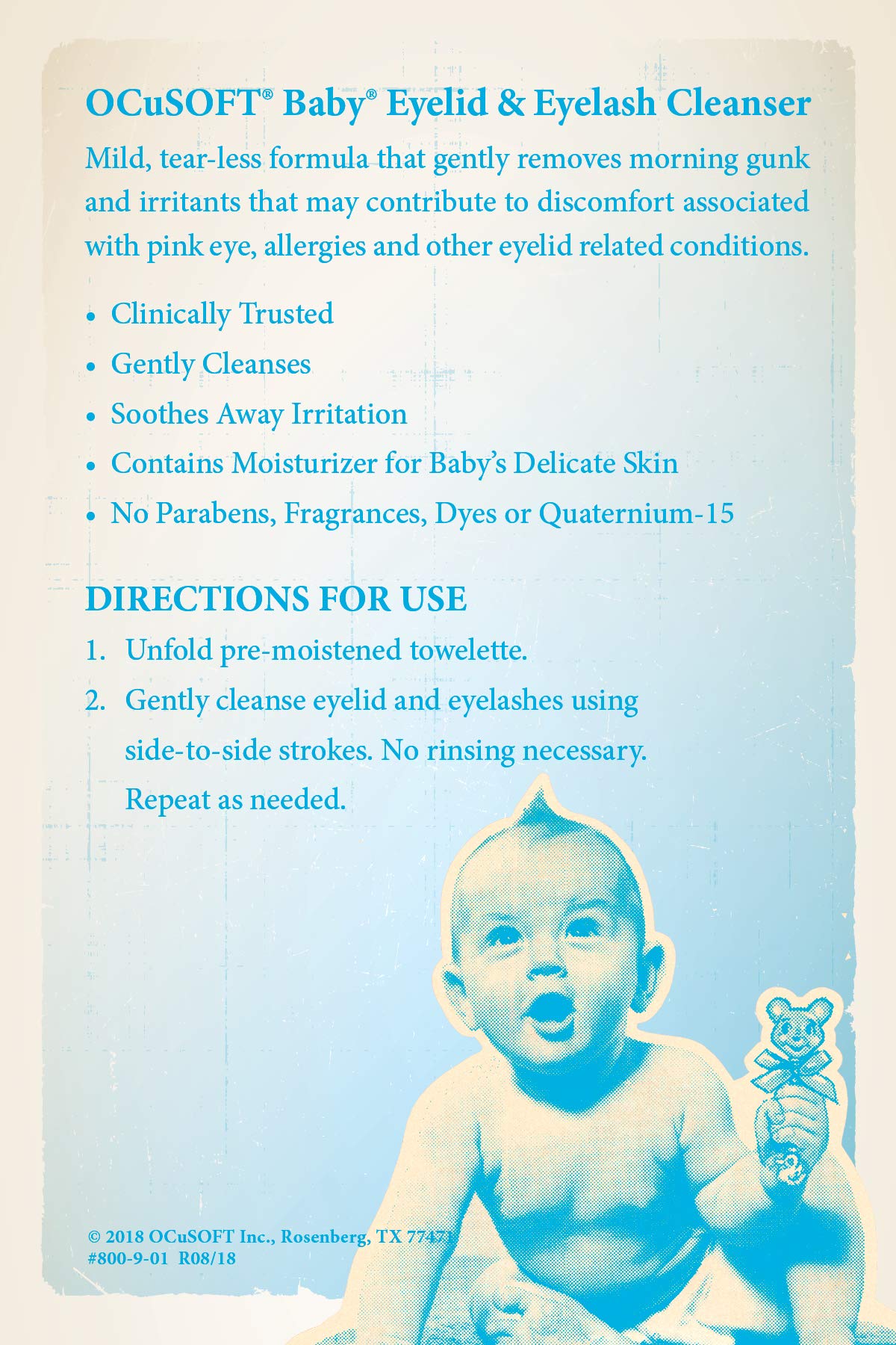 OCuSOFT Baby etiqueta ingredientes sin parabenos y sin fragancia
