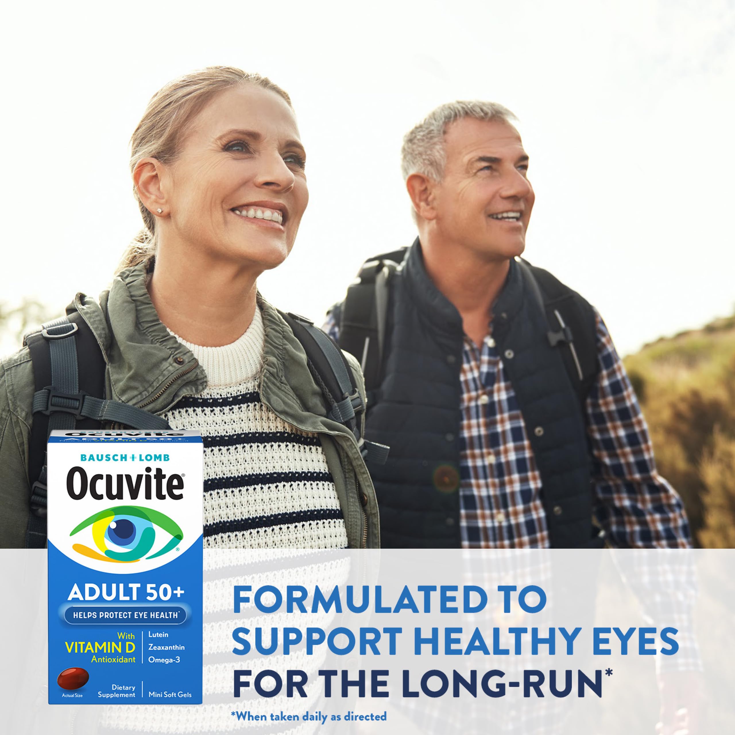 Etiqueta nutricional Ocuvite 50+ con luteína, zeaxantina y vitaminas visibles