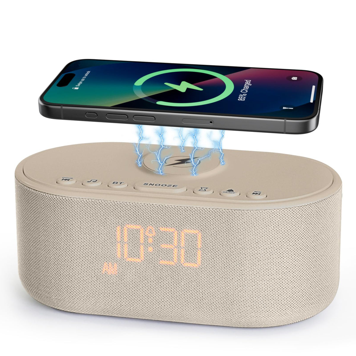 Odokee vista frontal del reloj despertador con diseño minimalista y funciones múltiples