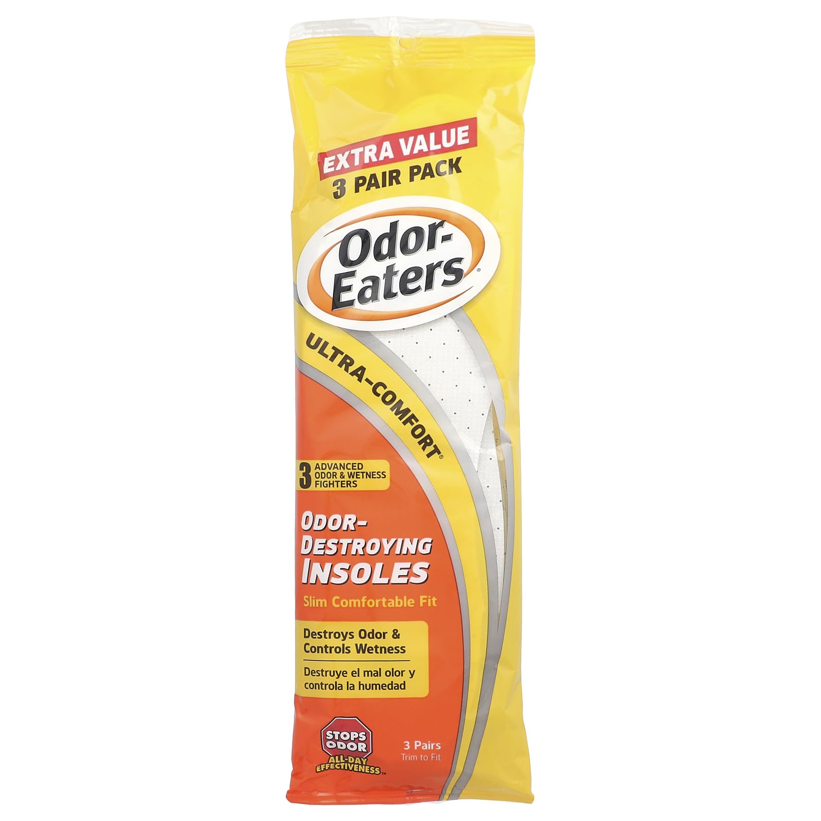 Odor-Eaters pack frontal mostrando la protección contra olores