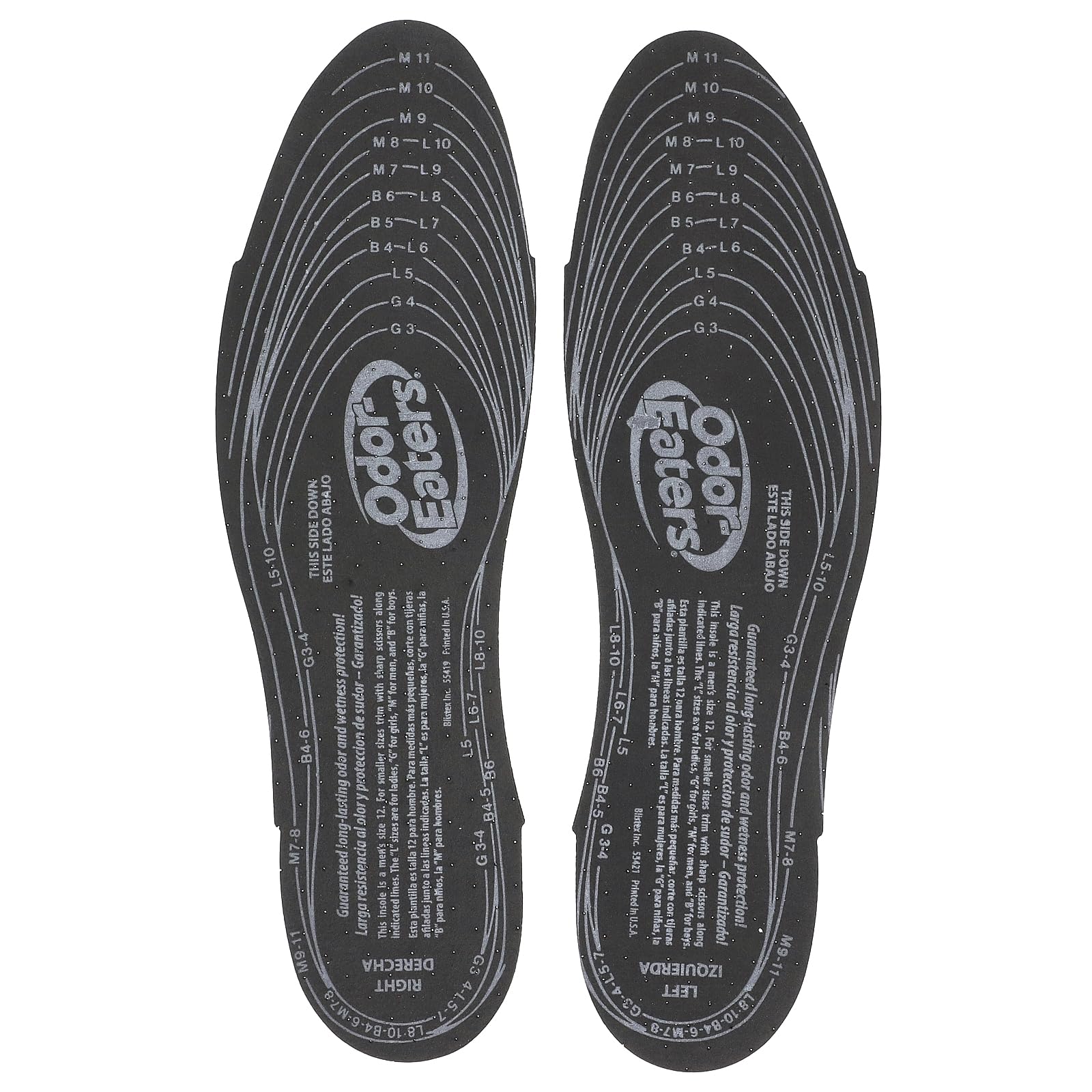 Odor-Eaters plantilla colocada en zapato para mayor comodidad