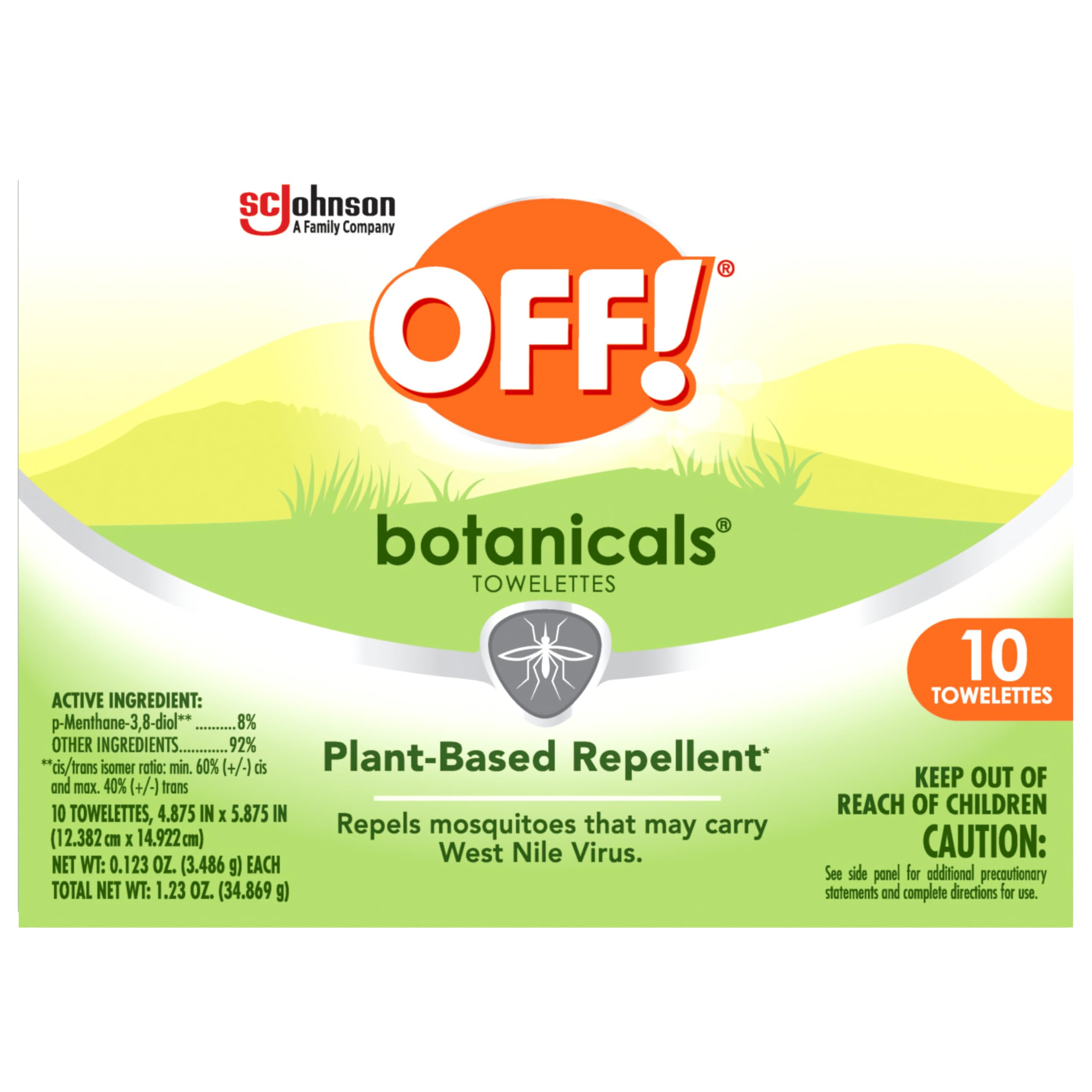 OFF! Botanicals toallita en uso aplicándose en brazo durante una caminata al aire libre