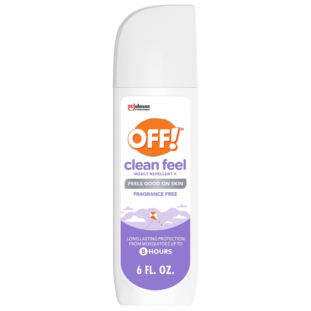 OFF! Clean Feel vista frontal del envase que muestra el formato portátil y protección